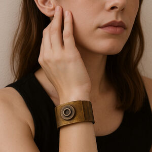 Handmade Upcycled Brass Industrial Steampunk Cuff Bracelet Statement Wide
